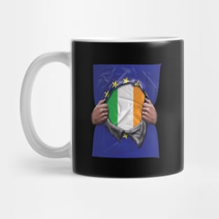 Ireland Flag European Union Flag Ripped Open - Gift for Irish From Ireland Mug